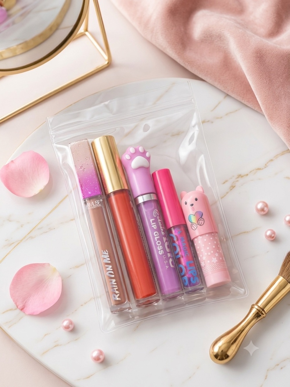 Assorted Pink & Purple Lip Gloss Set - Hydrating Shine Duo
